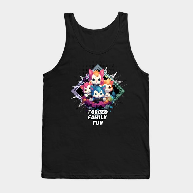 Forced Family Fun - Gamer Cat Tank Top by MaystarUniverse